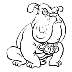 Dibujo para colorear Dibujo De Perro Bull Dog Campeon Con Medallas Para Pintar Y Colorear