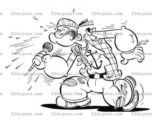 Dibujo para colorear Colorear Popeye Cantando Rock