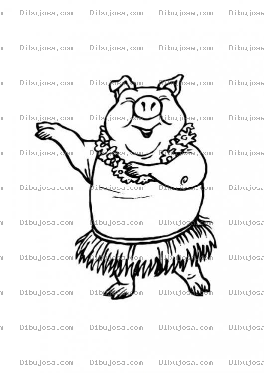 Dibujo para colorear Marrana Hawaiana Para Pintar Y Colorear Cerda Bailando