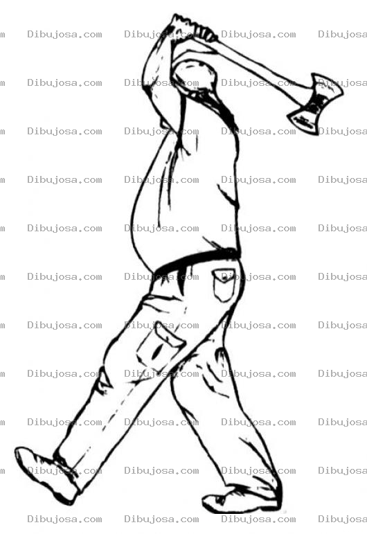 Dibujo para colorear Dibujo De Lenador Con Hacha Para Pintar Y Colorear