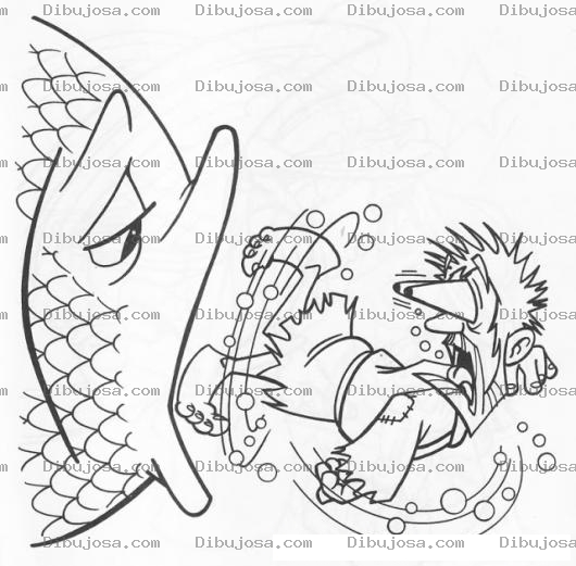 Dibujo para colorear Dibujo De Jonas Y El Gran Pez Para Pintar Y Colorear