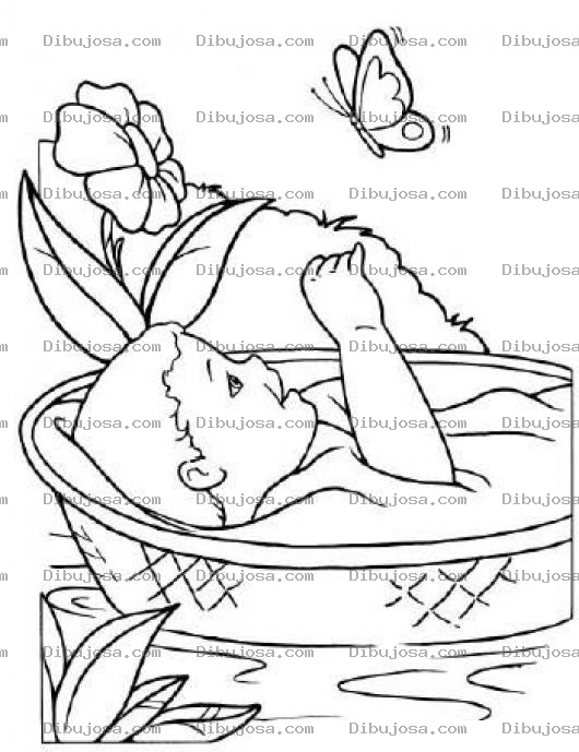 Dibujo para colorear Dibujo De Moises Bebe Para Pintar Y Colorear A Moisesito Flotando En El Rio