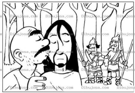 Dibujo para colorear El Beso De Judas Dibujo De Judas Besando Y Entregando A JESUS Para Pintar Y Colorear