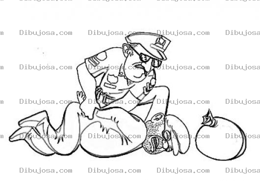 Dibujo para colorear Policia Y Ladron Dibujo De Un Policia Atrapando A Un Ratero Para Pintar Y Colorear Caco Robando