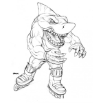 Dibujo para colorear Tiburon Patinando Dibujo De Tiburon En Patines Para Pintar Y Colorear