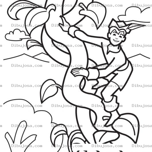 Dibujo para colorear Dibujo De Jack Y La Mata De Frijoles Para Pintar Y Colorear