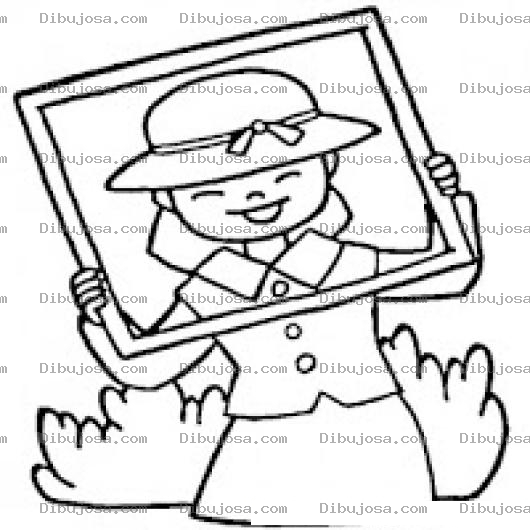 Dibujo para colorear Dibujo De Mujer Sosteniendo Un Marco De Fotos Para Pintar Y Colorear