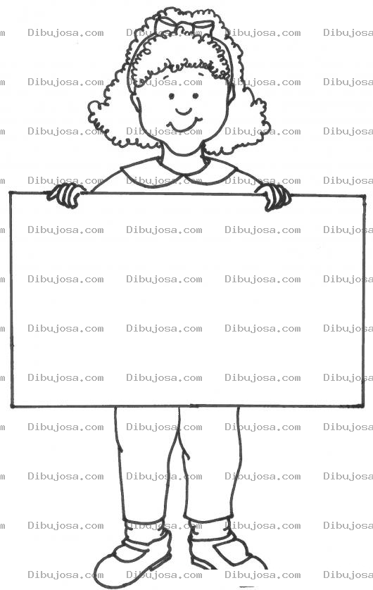 Dibujo para colorear Dibujo De Mujer Con Cartel En Blanco Para Pintar Y Colorear