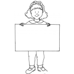 Dibujo para colorear Dibujo De Mujer Con Cartel En Blanco Para Pintar Y Colorear