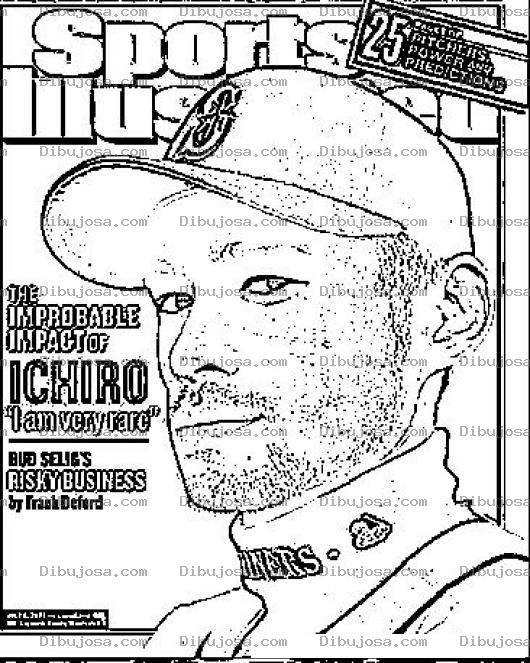 Dibujo para colorear Ichirosuzuki Dibujo Del Beisbolista Ichiro Suzuki En La Revistar Sports Illustrated Para Pintar Y Colorear