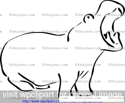 Dibujo para colorear Dibujo D Ehipopotamo Con La Boca Abierta Para Pintar Y Colorear