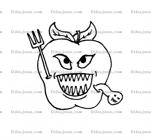 Dibujo para colorear Dibujo De Manzana Engusanada Y Malvada Para Pintar Y Colorear