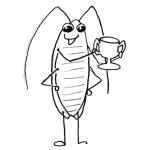 Dibujo para colorear Dibujo De Cucaracha Ganadora Sosteniendo La Copa Del Primer Lugar Para Pintar Y Colorear