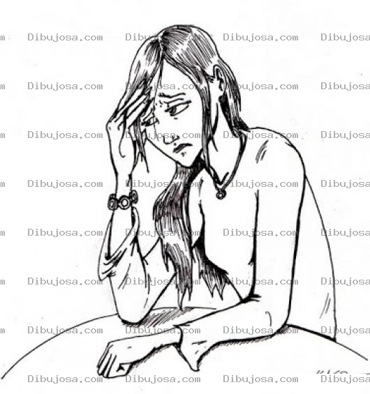 Dibujo para colorear Dibujo De Mujer Triste Preocupada Desconsolada Y Desamparada Para Pintar Y Colorear