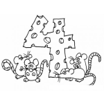 Dibujo para colorear Colorear Numero Cuatro Con 4 Ratones