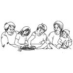 Dibujo para colorear Dibujo De Familia Pobre Cominedo Granos Para Pintar Y Colorear