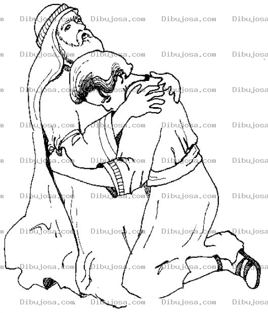 Dibujo para colorear Dibujo Cristiano Del Hijo Prodigo Abrazado Por Su Padre Para Pintar Y Colorear