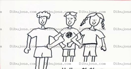 Dibujo para colorear Dibujo De Tres Amigos Unidos Para Pintar Y Colorear