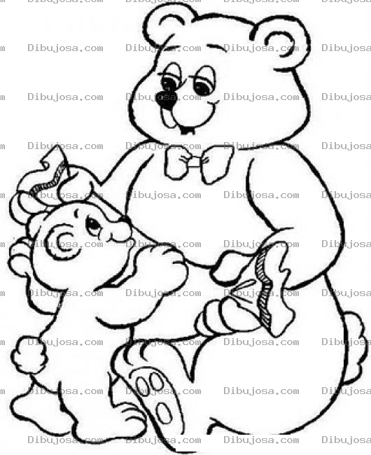 Dibujo para colorear Dibujo De Papa Oso Con Su Hijito Osito Para Pintar Y Colorear