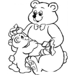 Dibujo para colorear Dibujo De Papa Oso Con Su Hijito Osito Para Pintar Y Colorear