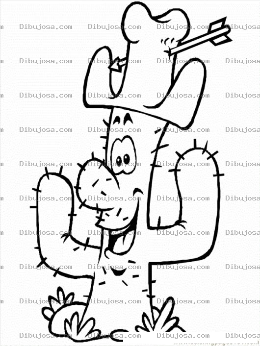 Dibujo para colorear Dibujo De Cactus Con Sombrero Para Pintar Y Colorear