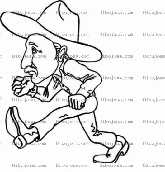 Dibujo para colorear Dibujo De Vaquero Caminando Para Colorear