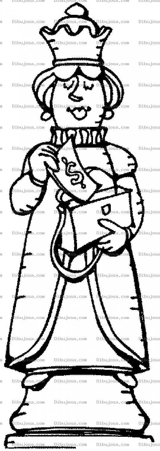 Dibujo para colorear Dibujo De Una Reina De Ajedrez Sacando Un Billete De Su Bolso Para Pintar Y Colorear