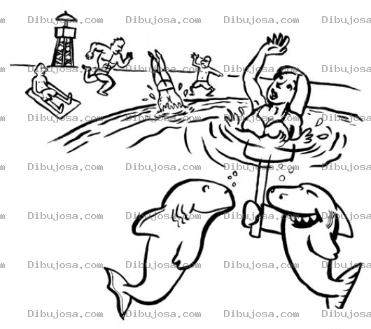 Dibujo para colorear Tiburones Inteligentes Para Pintar Y Colorear