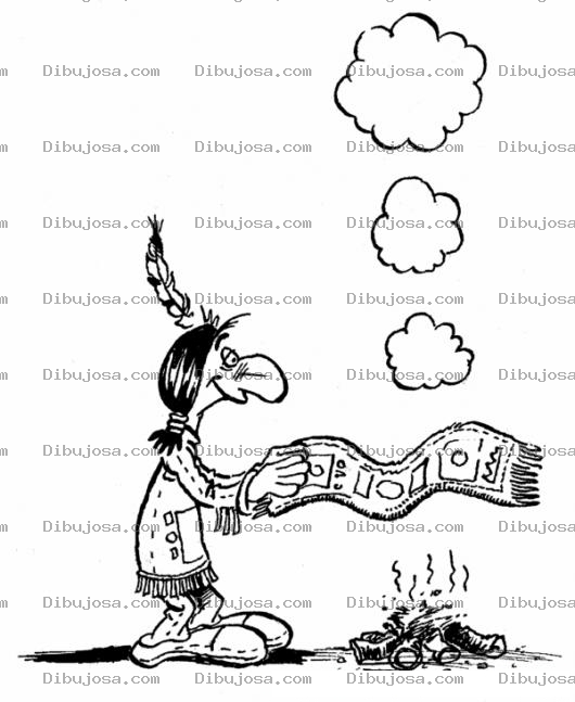 Dibujo para colorear Dibujo De Indio Haciendo Senales De Humo Para Pintar Y Colorear