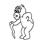 Dibujo para colorear Colorear Viejito Desnudo Con Baston