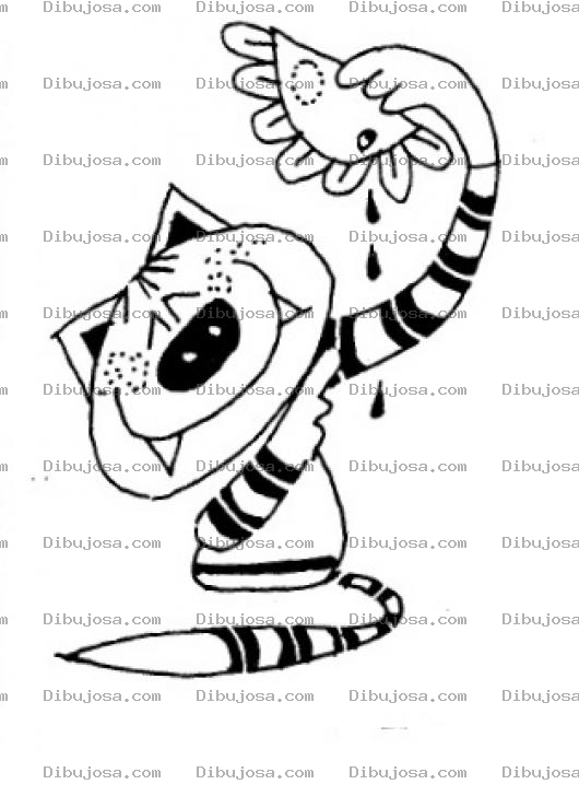 Dibujo para colorear Gato Acalorado Para Pintar Y Colorear Dibujo De Un Gato Con Mucho Calor Soplandose Aire A Si Mismo