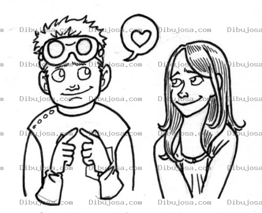 Dibujo para colorear Dibujo De Piloto Enamorado
