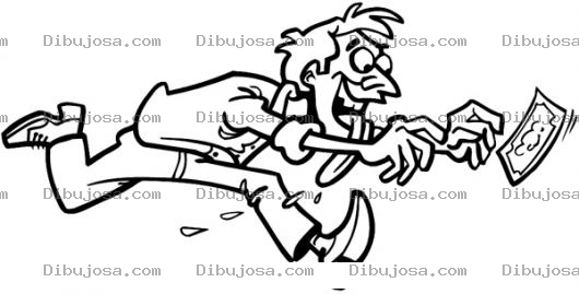 Dibujo para colorear Dibujo De Hombre Corriendo Detras Del Dinero Para Pintar Y Colorear
