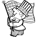 Dibujo para colorear Dibujo De Amreicano Patriota Celbrando El 4 De Julio Con La Bandera De Estados Unidos Para Pintar Y Colorear