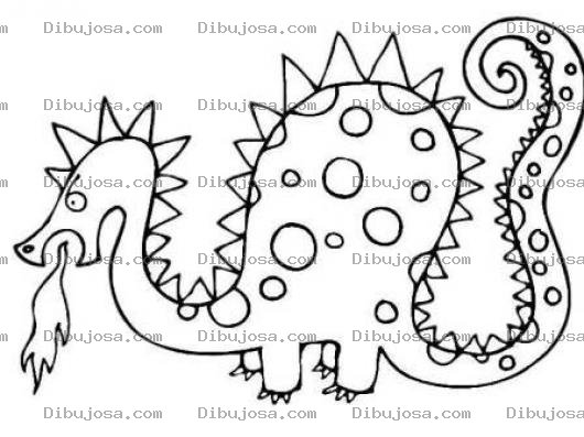 Dibujo para colorear Dibujo De Dragon Con Motas Para Pintar Y Colorear