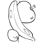Dibujo para colorear Dibujo De Frutas Para Pintar Y Colorear Ciruela Banano Y Manzana