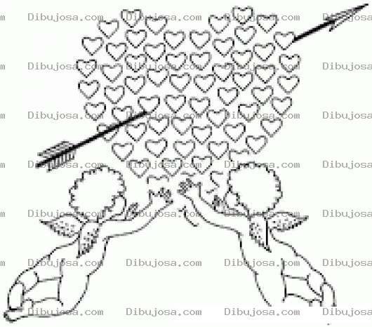 Dibujo para colorear Dibujo De Cupidos Con Corazones Para Pintar Y Colorear