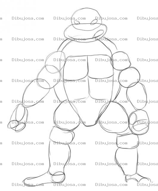 Dibujo para colorear Como Dibujar Una Tortuga Ninga Con Circulos