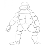 Dibujo para colorear Como Dibujar Una Tortuga Ninga Con Circulos