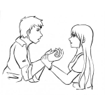 Dibujo para colorear Dibujo De Novia Rompiendo Su Relacion Con Su Novio Para Pintar Y Colorear El Final De Un Noviazgo Donde El Pobre Novio Pide Una Explicacion