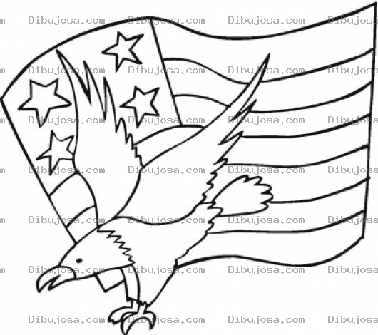 Dibujo para colorear Dibujo De Un Aguila Con La Bandera De Usa Para Pintar Y Colorear