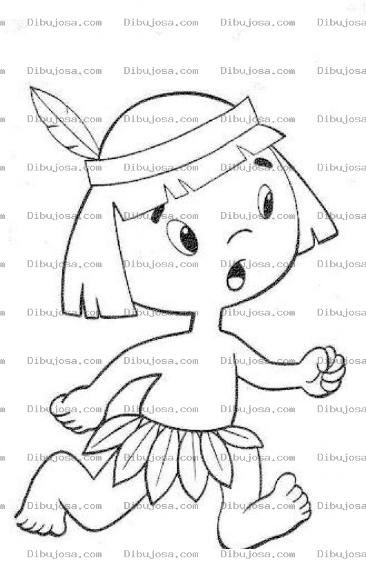 Dibujo para colorear Dibujo De Indito Corriendo Descalzo Para Pintar Y Colorear