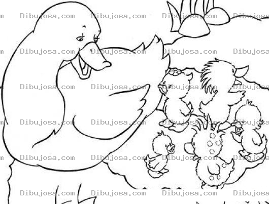 Dibujo para colorear Colorear Mama Pata Con Patitos