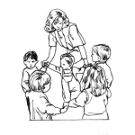 Dibujo para colorear Colorer A Maestra De Kinder Con Varios Ninos