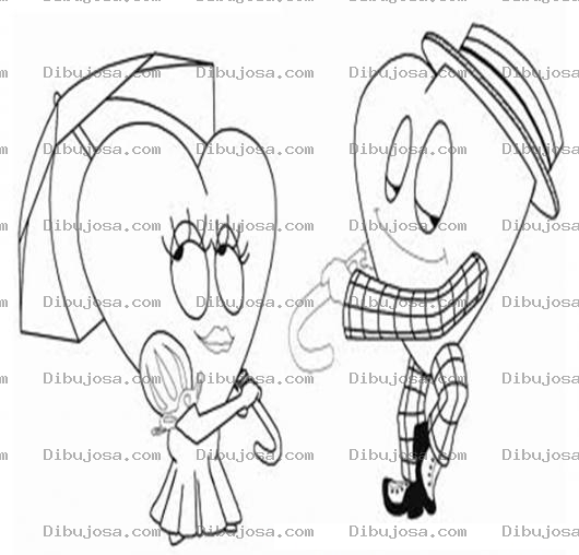 Dibujo para colorear Dibujo De Corazones Enamorados Para Pintar Y Colorear