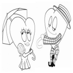 Dibujo para colorear Dibujo De Corazones Enamorados Para Pintar Y Colorear