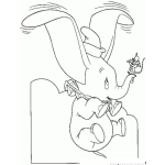 Dibujo para colorear Dibujo De Dumbo Volando Con Sus Orejas Para Pintar Y Colorear