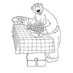 Dibujo para colorear Mama Oso Poniendo La Mesa Con Uvas Para Colorear