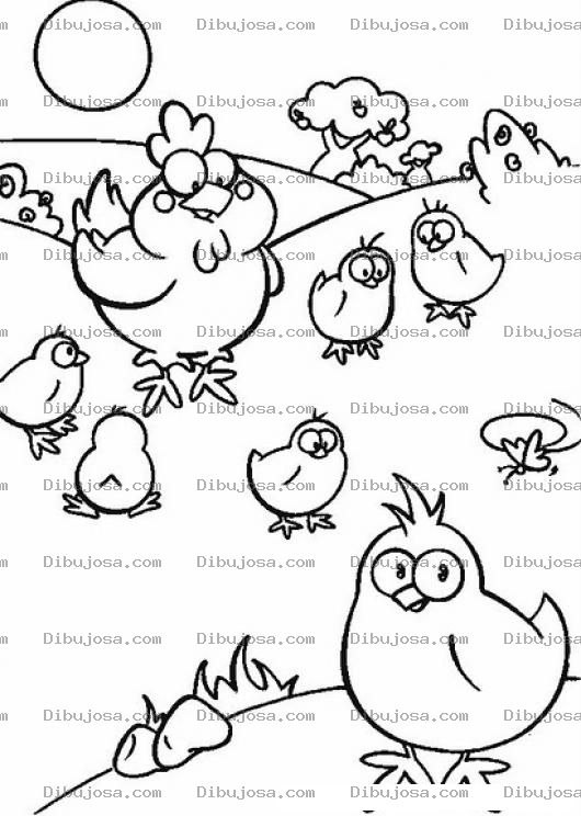 Dibujo para colorear Dibujo Del Pollito Pio El Pollito Pio Para Pintar Y Colorear Mama Gallina Con Sus Pollitos