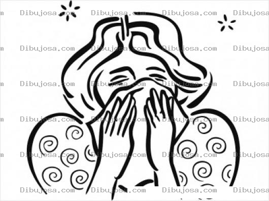 Dibujo para colorear Dibujo De Mujer Con Gripe Para Pintar Y Colorear